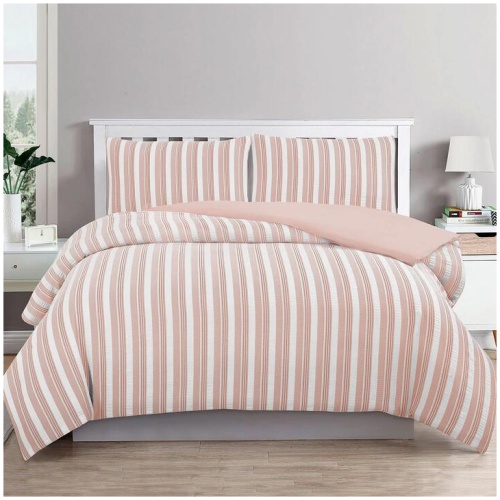 Ardor Cove Rose Dust (Similar to Peach color) Seersucker Waffle Quilt Cover Set Queen
