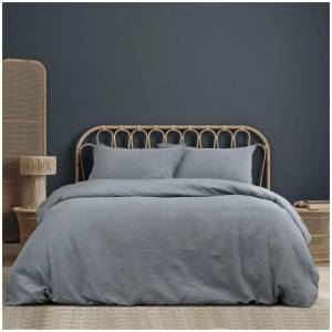 Ardor Earth Grey Cotton Gauze Quilt Cover Set Queen