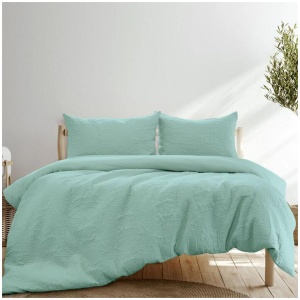 Ardor Eddison Bluestone Light Quilted Embossed Quilt Cover Set King