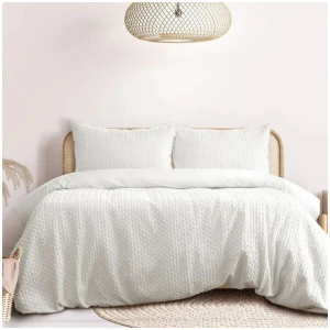 Ardor Embossed Quilt Cover Set Bondi White Double