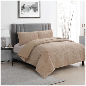 Ardor Hana Champagne Embossed Velvet Quilt Cover Set King