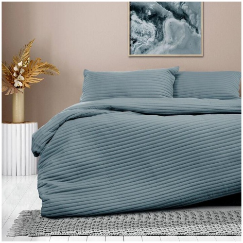 Ardor London Denim Embossed Quilt Cover Set Queen