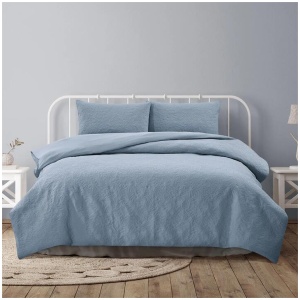 Ardor Lottie Bluebell Pinsonic Embossed Quilt Cover Set Queen