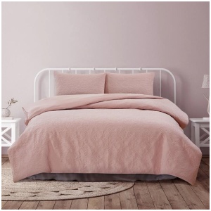 Ardor Lottie Blush Pinsonic Embossed Quilt Cover Set Queen