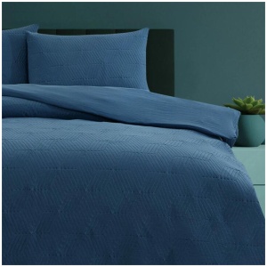 Ardor Maxwell Navy Embossed Vintage Washed Quilt Cover Set King