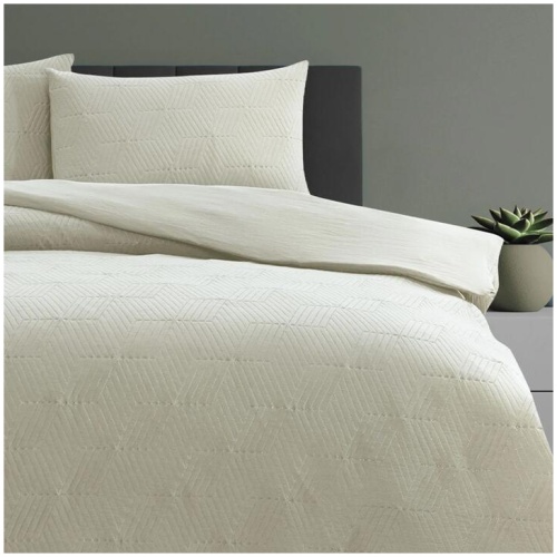 Ardor Maxwell Tan Embossed Vintage Washed Quilt Cover Set Queen