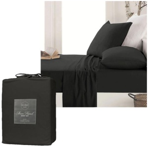 Ardor Micro Flannel Sheet Set Charcoal Single
