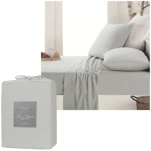 Ardor Micro Flannel Sheet Set Silver Single