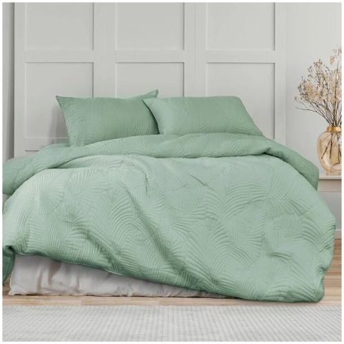 Ardor Molly Palm Green Quilted Quilt Cover Set Queen