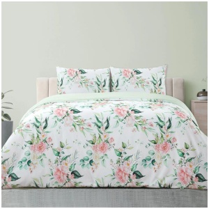 Ardor Rose Whisper Soft Sage Printed Floral Quilt Cover Set King