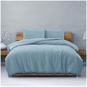 Ardor South Coast Pale Blue Embossed Quilt Cover Set Queen