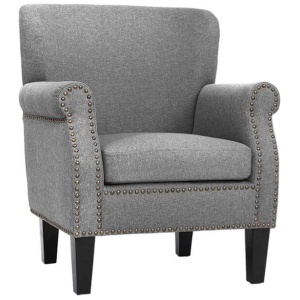 Armchair Accent Chair Retro Armchairs Lounge Accent Chair Single Sofa Linen Fabric Seat Grey
