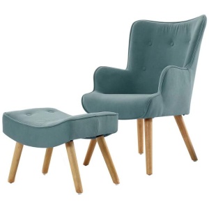 Armchair Lounge Chair Ottoman Accent Armchairs Sofa Fabric Chairs Blue