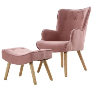 Armchair Lounge Chair Ottoman Accent Armchairs Sofa Fabric Chairs Pink