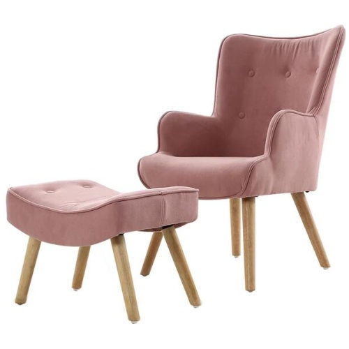 Armchair Lounge Chair Ottoman Accent Armchairs Sofa Fabric Chairs Pink