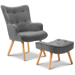 Armchair and Ottoman - Grey
