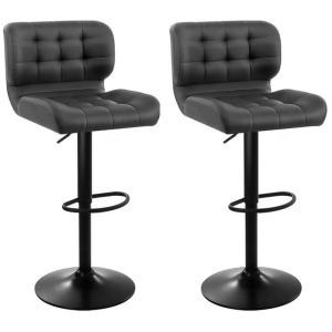 Artiss 2x Bar Stools Gas Lift Leather Padded Grey