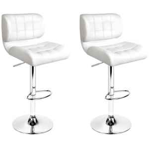 Artiss 2x Bar Stools Gas Lift Leather Padded White