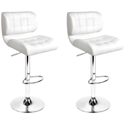 Artiss 2x Bar Stools Gas Lift Leather Padded White