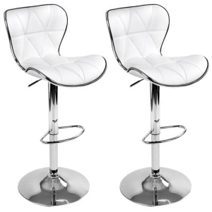 Artiss 2x Bar Stools Gas Lift Leather Seat White