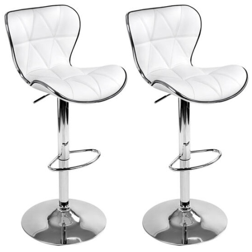 Artiss 2x Bar Stools Gas Lift Leather Seat White