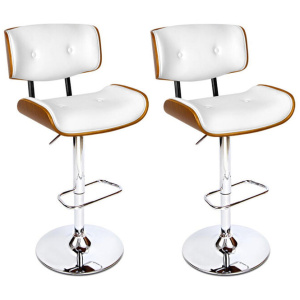 Artiss 2x Bar Stools Gas Lift Leather White
