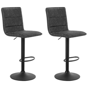 Artiss 2x Bar Stools Gas Lift Vintage Leather Grey