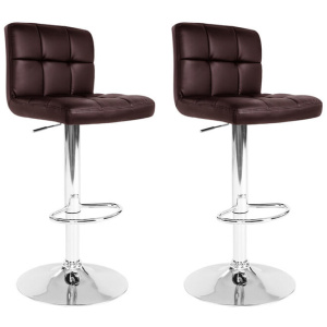 Artiss 2x Bar Stools Leather Gas Lift Brown