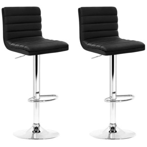 Artiss 2x Bar Stools Padded Leather Gas Lift Black