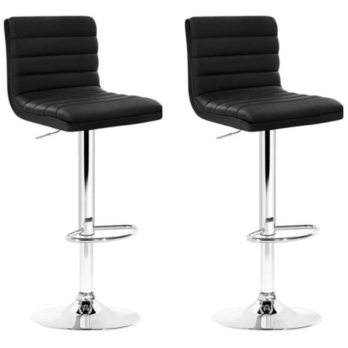 Artiss 2x Bar Stools Padded Leather Gas Lift Black