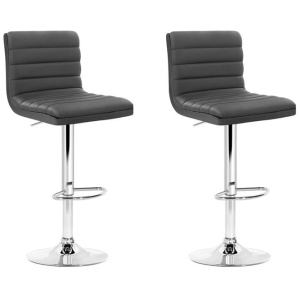 Artiss 2x Bar Stools Padded Leather Gas Lift Grey