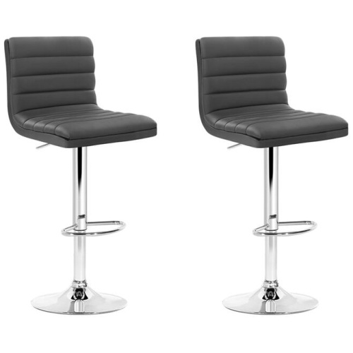 Artiss 2x Bar Stools Padded Leather Gas Lift Grey