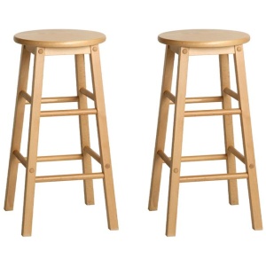 Artiss 2x Bar Stools Round Chairs Wooden Nature