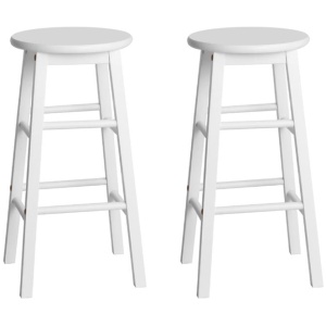Artiss 2x Bar Stools Round Chairs Wooden White
