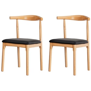 Artiss 2x Dining Chairs Rubber Wood Leather Seat Black