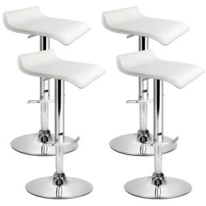 Artiss 4x Bar Stools Adjustable Gas Lift Chairs White