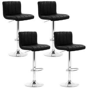 Artiss 4x Bar Stools Gas Lift Leather Black