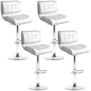 Artiss 4x Bar Stools Gas Lift Leather Padded White