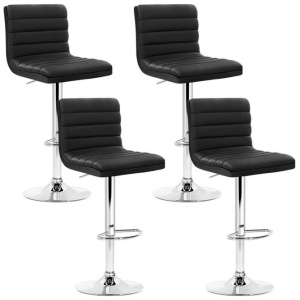 Artiss 4x Bar Stools Padded Leather Gas Lift Black