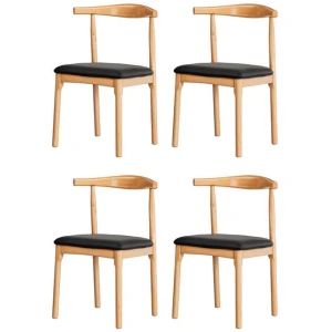 Artiss 4x Dining Chairs Rubber Wood Leather Seat Black