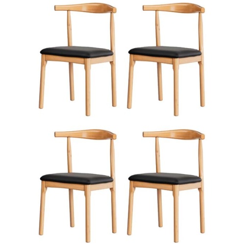 Artiss 4x Dining Chairs Rubber Wood Leather Seat Black