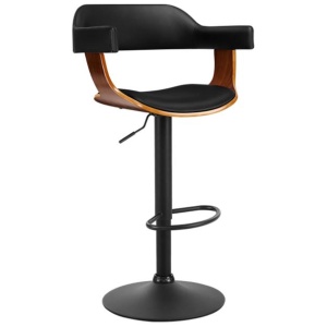 Artiss Bar Stools Gas Lift Leather w/Armrest All Black
