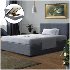 Artiss Bed Frame King Single Size Gas Lift Grey NINO