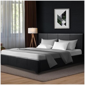 Artiss Bed Frame Queen Size Gas Lift Black NINO