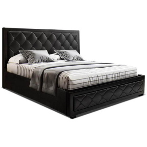 Artiss Bed Frame Queen Size Gas Lift Black TIYO