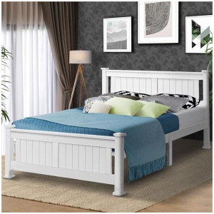 Artiss Bed Frame Queen Size Wooden White RIO