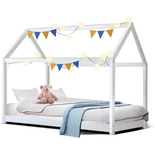 Artiss Bed Frame Wooden Kids House Frame White CASA