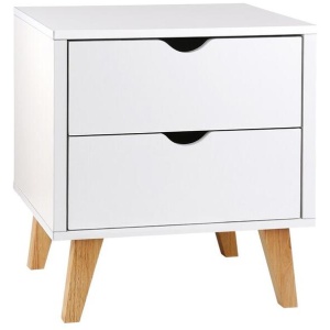 Artiss Bedside Table 2 Drawers - ANDERS White