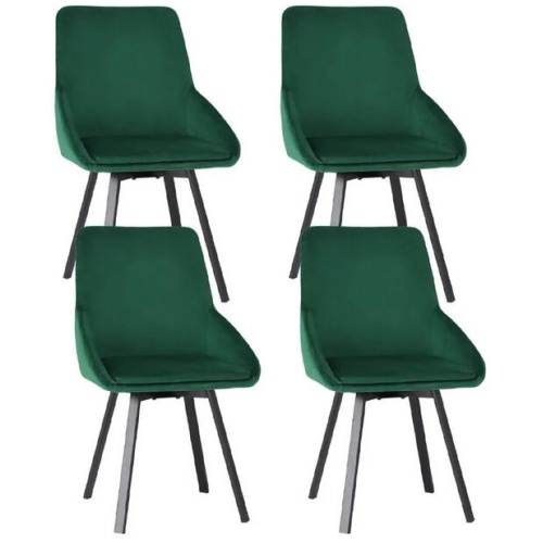 Artiss Dining Chairs Set of 4 Velvet Swivel Base Green