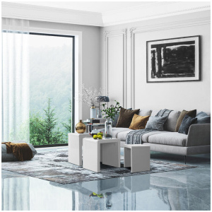 Artiss Nesting Coffee Table Set of 3 Glossy White